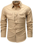 Herren Arbeitshemd – 96 % Polyester, Langarm, Revers, 4 Pattentaschen, lockere Passform, M–4XL, 6 Farben