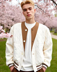 Herren-Kurzmantel mit Diamantgitterprägung – Windbreaker aus Baumwoll-Poly-Mischung, Stehkragen, kurzes koreanisches Modell, Aprikose