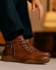 Herren Martin Stiefel aus echtem Leder – Zweilagige Rindsleder-Schnürstiefel im britischen Stil, Gummisohle, EU 38–46
