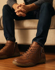 Herren Martin Stiefel aus echtem Leder – Zweilagige Rindsleder-Schnürstiefel im britischen Stil, Gummisohle, EU 38–46