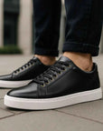 Men's Genuine Leather Board Shoes – Full-Grain Cowhide Upper, Pigskin Lining, 1.5cm Platform, 4 Colors