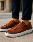 Men's Genuine Leather Board Shoes – Full-Grain Cowhide Upper, Pigskin Lining, 1.5cm Platform, 4 Colors