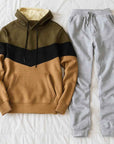 Men's Hooded Sports Tracksuit – Color Block Hoodie & Full-Length Trousers, 10 Combos, S–3XL