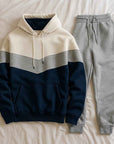 Men's Hooded Sports Tracksuit – Color Block Hoodie & Full-Length Trousers, 10 Combos, S–3XL