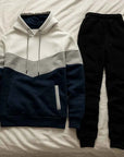 Men's Hooded Sports Tracksuit – Color Block Hoodie & Full-Length Trousers, 10 Combos, S–3XL