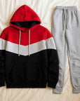 Men's Hooded Sports Tracksuit – Color Block Hoodie & Full-Length Trousers, 10 Combos, S–3XL