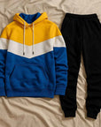 Men's Hooded Sports Tracksuit – Color Block Hoodie & Full-Length Trousers, 10 Combos, S–3XL