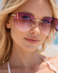 Damen-Sonnenbrille mit kleinem Rahmen und UV-Schutz – Elegante, modische Sonnenbrille mit Farbverlauf