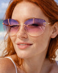 Damen-Sonnenbrille mit kleinem Rahmen und UV-Schutz – Elegante, modische Sonnenbrille mit Farbverlauf