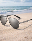 Men’s Carbon Fiber Pilot Sunglasses – Polarized, UV-Protected, Color-Changing Aviator Shades