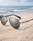 Men's Carbon Fiber Pilot Sunglasses – Polarized, UV-Protected, Color-Changing Aviator Shades