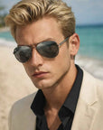 Men's Carbon Fiber Pilot Sunglasses – Polarized, UV-Protected, Color-Changing Aviator Shades