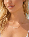 Women's Natural Mother-of-Pearl Cross-Flower Necklace – Light Luxury Gold-Plated Clavicle Chain
