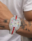 Men's Luxury Diamond Quartz Watch – Rectangular Dial Business Watch with Diamond Accents