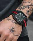Men's Luxury Diamond Quartz Watch – Rectangular Dial Business Watch with Diamond Accents