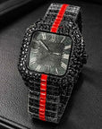 Men's Luxury Diamond Quartz Watch – Rectangular Dial Business Watch with Diamond Accents