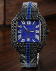 Men's Luxury Diamond Quartz Watch – Rectangular Dial Business Watch with Diamond Accents