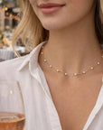 Women's Minimalist Imitation Pearl Necklace – 4mm Pearl Chain in Gold or Silver