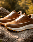 Men's Genuine Leather Running Shoes – Breathable Low-Top Cowhide Sneakers