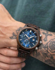 Men's Natural Sandalwood Quartz Watch – Large Dial Chronograph, Minimalist Wooden Design