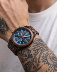 Men's Natural Sandalwood Quartz Watch – Large Dial Chronograph, Minimalist Wooden Design