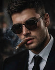 Men's Rimless Crystal Lens Sunglasses – Round Vintage Metal Frame with UV Protection
