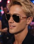 Herzförmige Sonnenbrille für Herren aus Naturkristall – UV390-Schutz