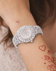 Women's Rhinestone Fashion Watch – Round Dial Quartz Watch with Diamond Accents