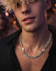 Men's Titanium Steel Cross Pendant Necklace – Snake Bone Chain Hip-Hop Punk