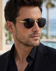 Men's Natural Crystal Aviator Sunglasses – Retro Pilot Style with UV Protection