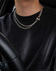 Men's Titanium Steel Double-Layer Geometric Chain Necklace – OT Buckle Electroplated Finish