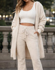 Damen Strick Plüsch 4-teiliger Hosenanzug – Weicher Baumwoll-Mix Langarm Freizeit-Loungewear-Set, S–3XL
