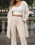 Women's Knitted Plush 4-Piece Pants Suit Set – Soft Cotton Blend Long Sleeve Casual Lounge Set, S–3XL