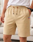 Men's Cotton Stretch Shorts – Breathable Mid-Waist Straight Fit Summer Shorts with Zipper Pockets