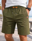 Men's Cotton Stretch Shorts – Breathable Mid-Waist Straight Fit Summer Shorts with Zipper Pockets