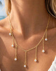 Women's Tassel Pearl Necklace – Elegant Drop-Shaped Imitation Pearl Pendant Long Chain, 51–60cm, Gold & Silver