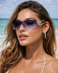 Women's Frameless Square Sunglasses – Retro Punk UV Protection Gradient Resin Lens, Metal Frame, 21–39g