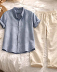 Men's 3D Printed Short Sleeve Shirt & Pants Set – Casual Loose Fit Lapel Summer Two-Piece Outfit, S–4XL, 38 Designs