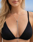 Women's Adjustable Y-Shaped Pearl Pendant Necklace – Korean Fashion Geometric Zinc Alloy Chain, 61–70cm