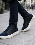 Herren-Sneaker aus Freizeit-Leder – Obermaterial PU, Futter aus Narbenleder, Schnürsenkel, EU 37–45, 2 Farben