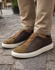 Men's Casual Leather Sneakers – PU Upper, Top-Grain Cowhide Lining, Lace-Up, EU 37–45, 2 Colors