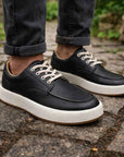 Men's Genuine Leather Board Shoes – Retro Split Leather Sneakers with Cushioned Insole, EU 38–44