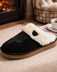 Unisex Thermal Leather House Slippers – Warm Fur Lined Slip-On Winter Indoor Shoes, EVA Sole, Sizes 6–13
