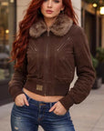 Women's Vintage Fur Collar Jacket – Loose Fit American Retro Lapel Coat