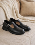 Women's Mary Jane Flat Shoes – PU Upper, Round Toe, Buckle Detail, Rubber Sole, Spring & Summer, 2 Colors