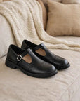 Women's Mary Jane Flat Shoes – PU Upper, Round Toe, Buckle Detail, Rubber Sole, Spring & Summer, 2 Colors