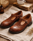 Women's Mary Jane Flat Shoes – PU Upper, Round Toe, Buckle Detail, Rubber Sole, Spring & Summer, 2 Colors