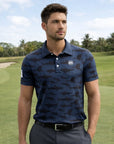 Polo de golf imprimé à manches courtes pour homme – Haut de golf floral en coton élasthanne respirant et performant