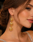 Women's Golden Lantern Metal Earrings – 3D Southern French Inspired Design, Ear Hook or Spiral Clip, Year-Round
