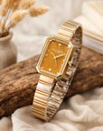 Women's Retro Square Quartz Watch – Stainless Steel Strap, 24mm Dial, 8mm Slim, 30M Waterproof, Minimalist Vintage